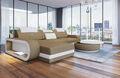 Polstersofa Stoffcouch Mikrofaser Design Luxussofa Chesterfield Berlin L beige