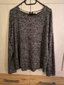 Esprit Pullover/Langarmshirt Gr. XXL grau schwarz Glitzer