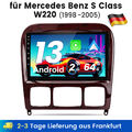 Für Mercedes-Benz S-Klasse W220 Android 13 Autoradio CarPlay GPS Navi 2+64G DAB+