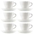 Hutschenreuther Maria Theresia 6X Cappuccino-Kaffee-Tasse mit Untertasse Weiß