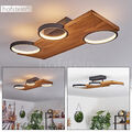 Decken Leuchte Flur Beleuchtung modern Holz/schwarz LED Wohn Schlaf Zimmer Lampe