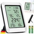 Thermo-Hygrometer Draußen Innen Digital Thermometer Feuchtigkeit Stand Hängen DE