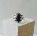 925 Silber Ring mit Onyx Stein oval, schwarzer Onyx Silberring, Sterling Silber