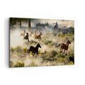 Wandbilder 120x80cm Leinwandbild Cowboy Cowgirl Pferd Gro� XXL Bilder Wanddeko