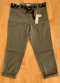 Esprit Chino Hose mit Tuchgürtel, Gr. 38, Farbe: Khaki, NEU mit Etikett