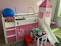 Homestyle4u Kinder Hochbett mit Rutsche und Leiter - Weiß Lackiert/Pink,...