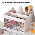 Weiß Kosmetik Make up Organizer mit 4Schubladen Aufbewahrung Schmuck Box Neu