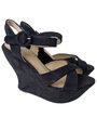 BUFFALO GIRL Wedges Sandaletten Damen Gr. DE 39 schwarz Party-Look