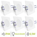 linovum® 6er Set LED Einbaustrahler WEEVO eckig 6,5W 4000K 230V IP44 extra-flach