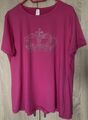 Damen T-Shirt Gr.48/50 Rosa Pink mit Strasskrone NEU