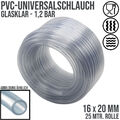 16 x 20 mm PVC Schlauch Aquarium Luft Wasser universal glasklar - 25 m Rolle