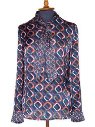 Relaxed langarm Satin Bluse Gr. 38 von Esprit im Retro Look