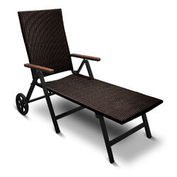 Sonnenliege Gartenliege Polyrattan Relax Stuhl Alu Rolliege Klappbar Braun, Grau