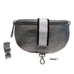 echt Leder Bauchtasche Gürteltasche Silber Damen Tasche Taschengurt Crossover