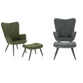 Sessel mit Hocker Relaxsessel Ohrensessel Fernsehsessel Lounge Sessel Dunkelgrau