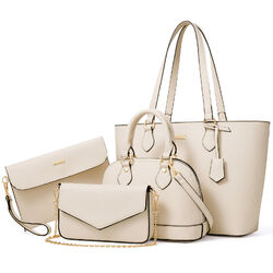 Taschen Set 4-tlg Handtasche Damentasche 4in1 Shopper Clutch Kunstleder DE◁