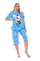 Damen Capri Pyjama Set tierisch bedruckt Panda Teddy kurzärmelige Nachtwäsche