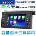 DAB+ Android 12 Carplay Autoradio GPS BT WIFI KAM Für BMW 3er E46 318 320 325 M3