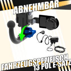 Für PEUGEOT 308 CC / Cabrio 1 I 09-14 Anhängerkupplung abnehmbar +ES 13p SPEZ