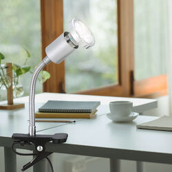 Klemmleuchte Leselampe Tischleuchte LED 3W Arm Flexibel Bettleuchte titanfarben