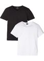 2er Pack Stretch-T-Shirt Slim Fit Gr. 48/50 (M) Weiß Schwarz Herrenshirt Neu