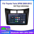 Für Toyota Yaris XP90 2005-2012 Android 13 Autoradio GPS NAVI SWC DAB+ BT 1+32G