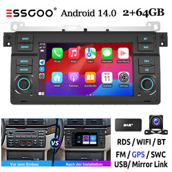 Android 14 2+64G DAB+ Autoradio 7" Carplay Für BMW 3er E46 M3 Rover 75 KAM NAVI