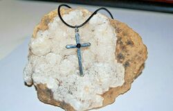 Kette mit  Anhänger - Kreuz  - Unisex - NEU Halskette silberfarben Edelstahl (A)