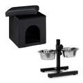 Hundeset Faltbare Hundebox Futterstation robust Edelstahl stabil Hundebox Set