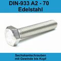 M4 Sechskantschrauben Edelstahl DIN 933 A2 V2A Maschinen Gewinde Voll 4017 M4x