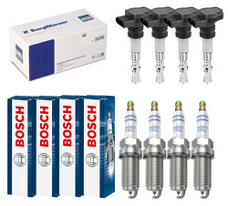 4x BERU Zündspule +4x BOSCH Zündkerze Doppelplatin für Mitsubishi Colt VI Z3_A