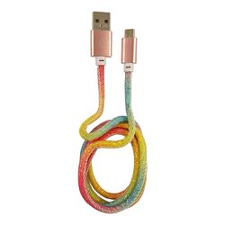 5er Set LC-C-USB-MICRO-1M-3 USB A zu Micro-USB Kabel, Regenbogen-Glitzer, 1m