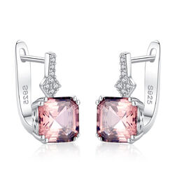 BENIAMINO Klapp Creolen Ohrringe 925er Sterling Silber Morganit Echtschmuck OVP