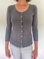 Strickjacke Sorgenfri Sylt Gr. S  Ajourmuster lila grau