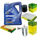 MANN Inspektionspaket 5 L MANNOL Defender 10W-40 für Seat Skoda Leon 1.6 16V