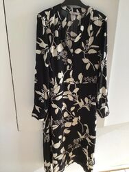 h&m midi blusenkleid s schwarz creme blumen print boho blogger business