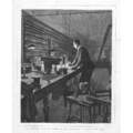 THOMAS EDISON In His Laboratory with Electric Light - Antique Print 1880