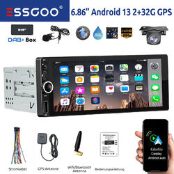 DAB+ 32G Autoradio 1 DIN Mit Android 13 Carplay Navi RDS Bluetooth WIFI +MIK Kam