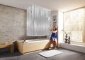 Kleine Wolke Eckduschrollo 132 x 56 x 240 cm milky Duschvorhang Dusche Rollo