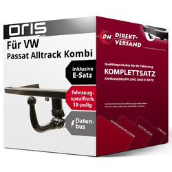 Für Passat Alltr. B7 Typ 3C (Oris) Anhängerkupplung abnehmbar + E-Satz 13pol Setoptional auch als Komplettpaket mit Montage