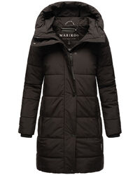 Marikoo Damen warme Winter Steppjacke Stepp Parka Mantel lang mit Kapuze B987