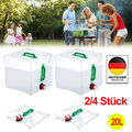 2/4x Trinkwasserkanister 20L Camping Wasser Kunststoffkanister Mit Hahn Faltbar