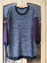 Warmer Strickpullover Gr. 44 ( siehe Maße) Schwarz-weiß-lila