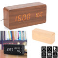 LED Holz Digital Wecker Tischuhr Temperatur Datum Snooze USB Alarm Clock Uhren