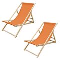 2er Set Liegestuhl Strandliege Sonnenliege Gartenliege Klappstuhl Holz Orange