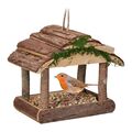 Relaxdays Vogelfutterhaus Holz zum Aufhängen HBT 19 x 22 x 165 cm Garten Voge...