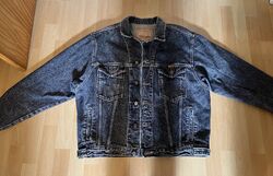 Wrangler Jeansjacke Gr. L Oversized Schwarz Stonewash Sehr Gute Zustand 100% Cot