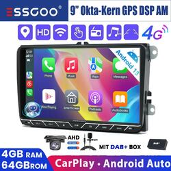 4G Android 13 Autoradio 4+64G Carplay GPS DAB+ Kam Für VW Golf 5 6 Touran Passat