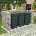 Gabionen Mülltonnenverkleidung für 3 Tonnen Stahl Mülltonnenbox 250x100x120cm 