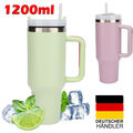 40oz 1200ml Thermobecher mit Strohhalm und Henkel Kaffeebecher To Go mit Deckel